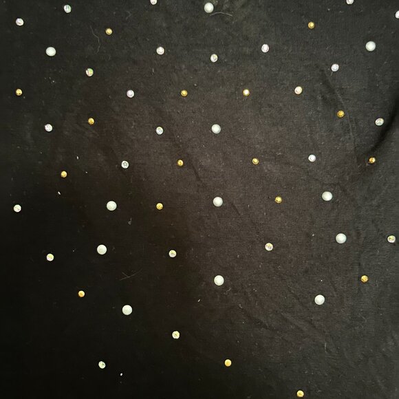 ‘Eye Candy’* Black Short Sleeve Beaded/Lace Unique Top Size Large - Picture 6 of 6